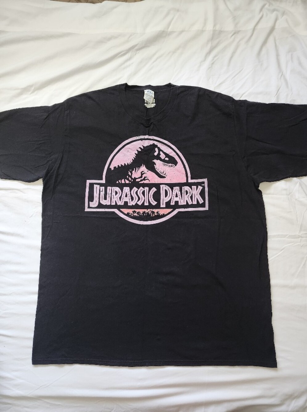 Jurassic Park Men's black T-Shirt with Pink Logo